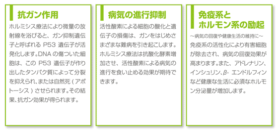 抗ガン作用、病気の進行抑制、免疫系とホルモン系の励起、